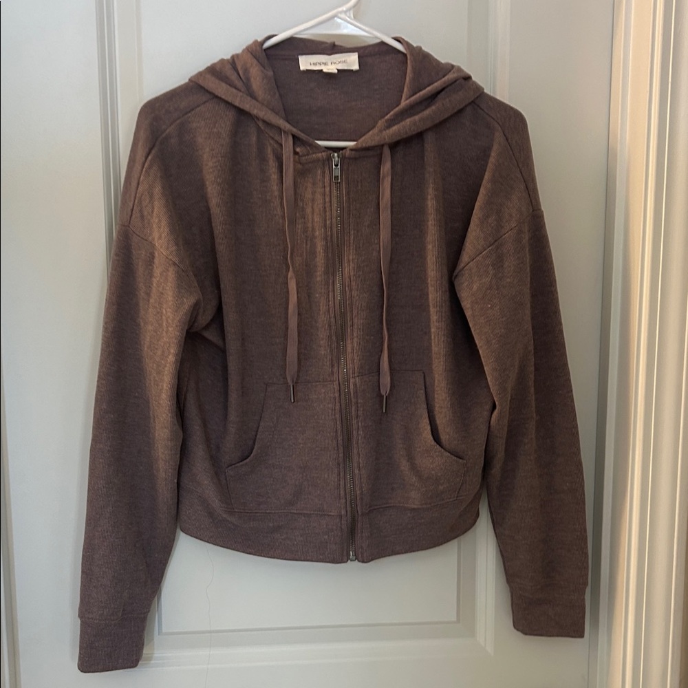 Hippie Rose Mauve Zip-Up Hoodie